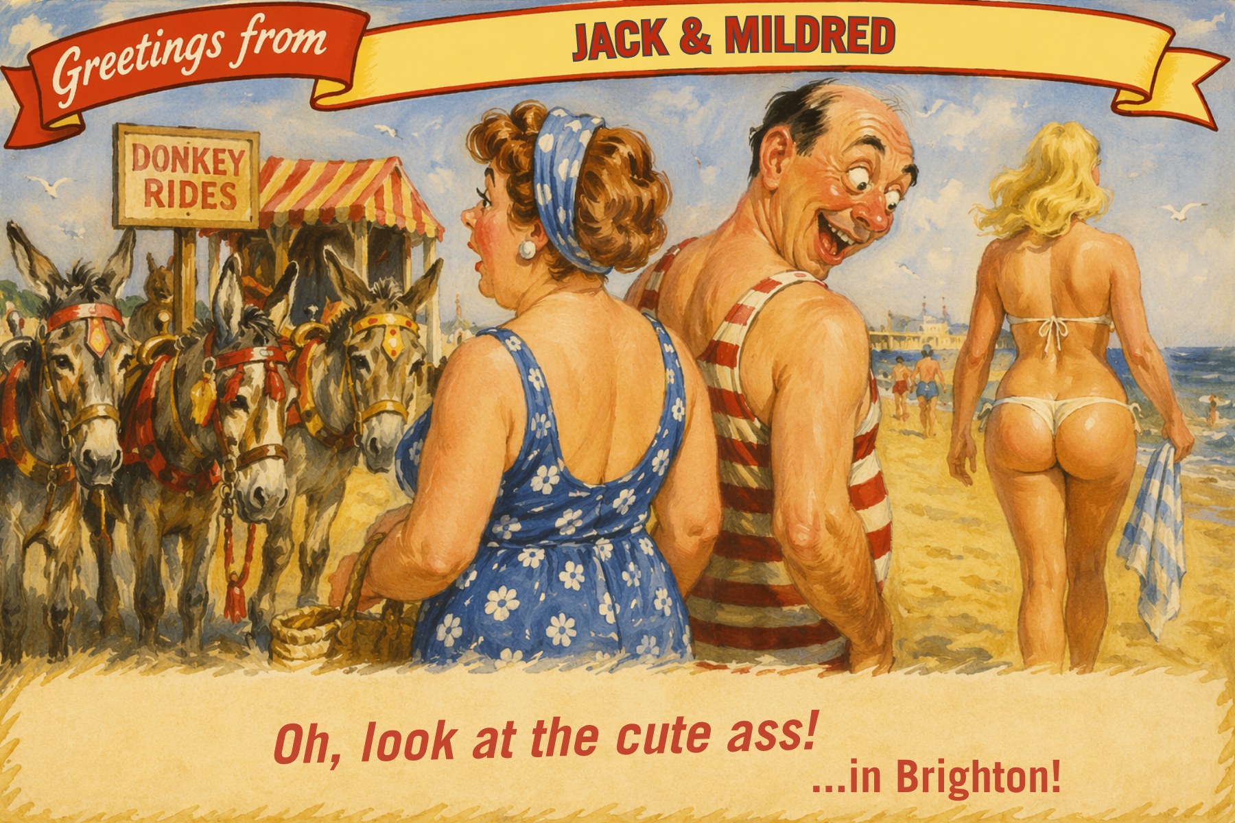 Vintage seaside postcard from Cute Ass