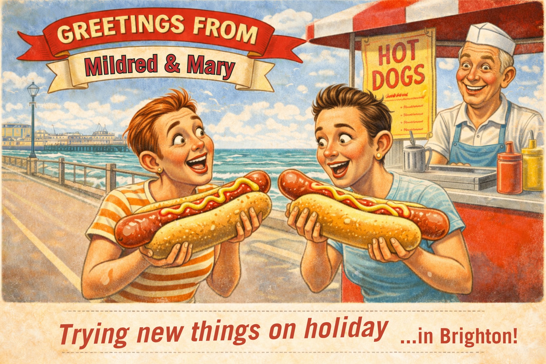 Vintage seaside postcard from New Things