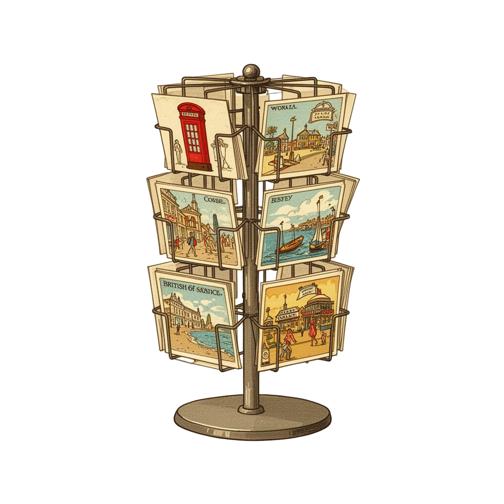 Hand holding a vintage seaside postcard