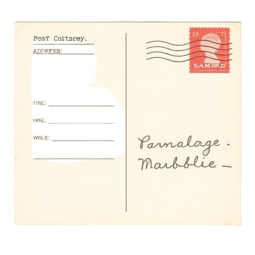 Postcard back with stamp and handwritten message